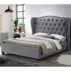 Lauren Fabric Double Bed In Grey - BedFurnitureWorld.co.uk