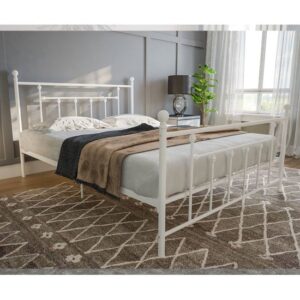 Manalo Metal Double Bed In White BedFurnitureWorld.co.uk