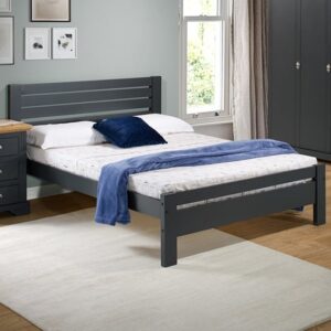 Talox Wooden Double Bed In Grey - BedFurnitureWorld.co.uk