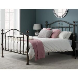 Vittorio Metal Double Bed In Black Nickel