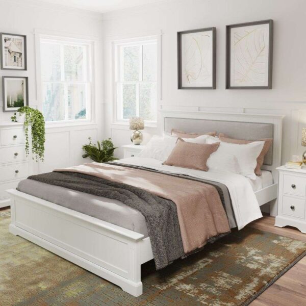 Belton Wooden King Size Bed In White