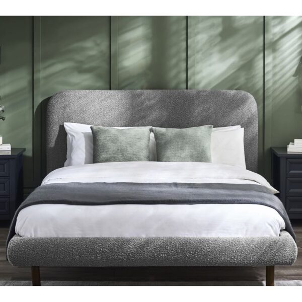 Hailey Fabric King Size Bed In Grey