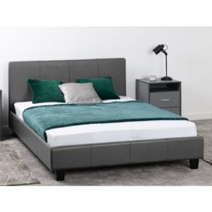 Prenon Faux Leather King Size Bed In Grey