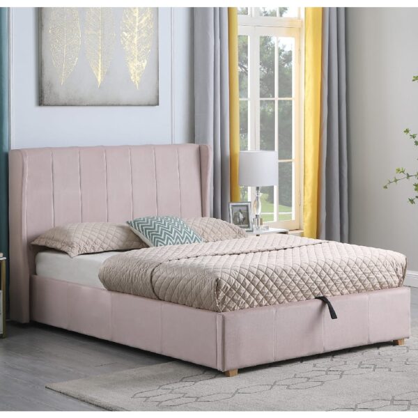 Ashburton Velvet Storage Ottoman Double Bed In Pink