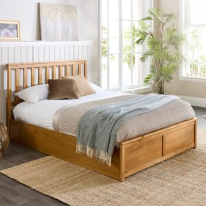 Aspire Atlantic Wooden Ottoman Bed Frame Natural Wood Solid Bedstead