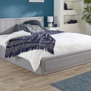 Aspire Grey Linen Quilted Headboard Ottoman Bed