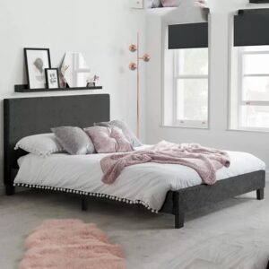 Berlins Fabric King Size Bed In Black Crushed Velvet