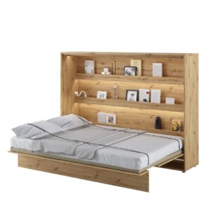 Cadillac Horizontal Wall Wooden Double Bed In Artisan Oak