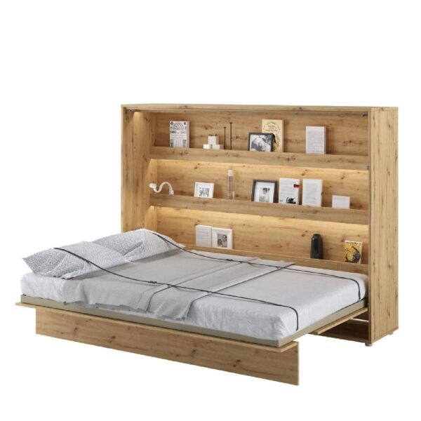 Cadillac Horizontal Wall Wooden Double Bed In Artisan Oak