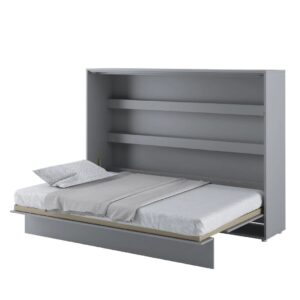 Cadillac Horizontal Wall Wooden Double Bed In Matt Grey