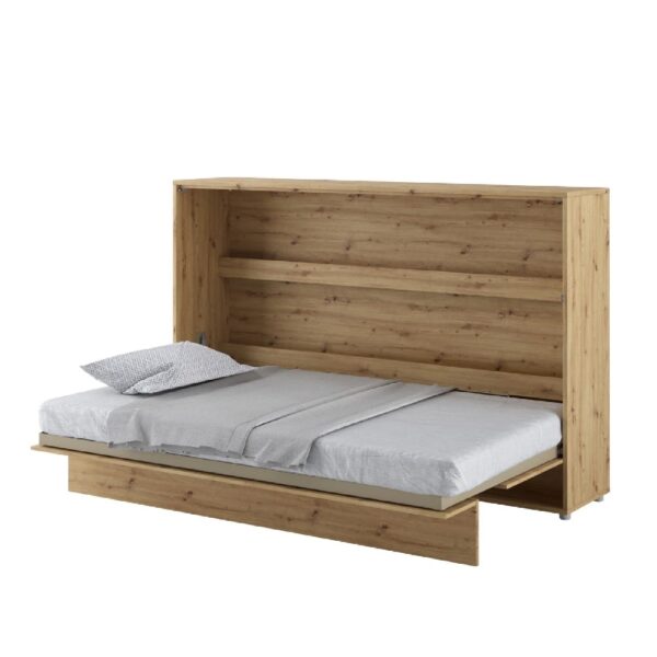 Cadillac Horizontal Wall Wooden Small Double Bed In Artisan Oak