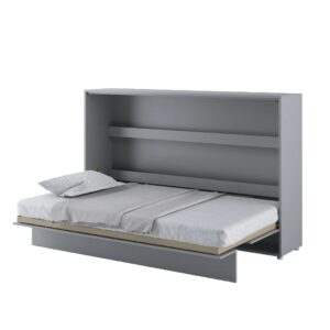 Cadillac Horizontal Wall Wooden Small Double Bed In Matt Grey