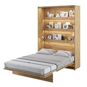 Cadillac Vertical Wall Wooden Double Bed In Artisan Oak