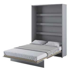 Cadillac Vertical Wall Wooden Double Bed In Matt Grey