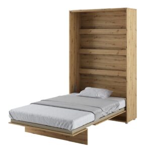 Cadillac Vertical Wall Wooden Small Double Bed In Artisan Oak