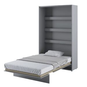 Cadillac Vertical Wall Wooden Small Double Bed In Matt Grey