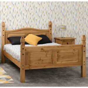 Central Wooden High Foot Double Bed In Oak