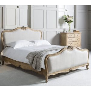 Chia Fabric King Size Bed In Weathered