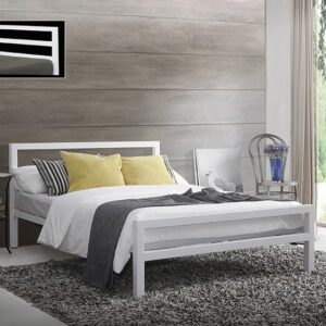 City Block Metal Vintage Style Small Double Bed In White