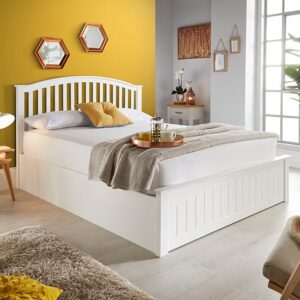 Grayson Wooden Ottoman Storage Small Double Bed In White