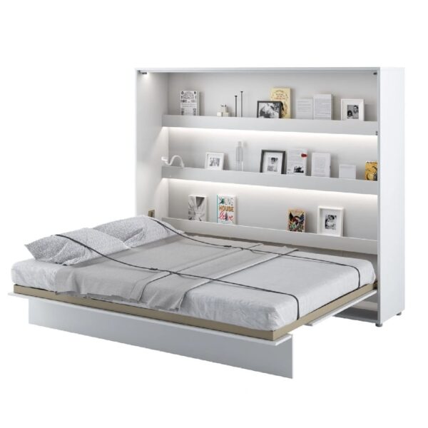 Halifax Horizontal Wall Wooden King Size Bed In Matt White