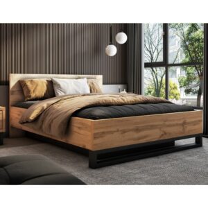 Hamburg Wooden Storage Ottoman King Size Bed In Wotan Oak