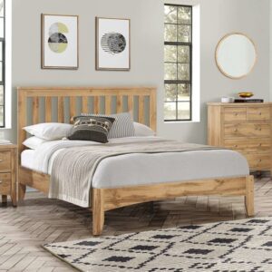 Hebron Wooden Small Double Bed In Oak