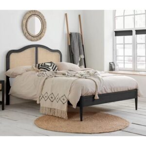 Ladson Rattan Wooden Super King Size Bed In Black