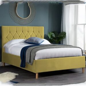 Laxly Fabric Ottoman King Size Bed In Mustard