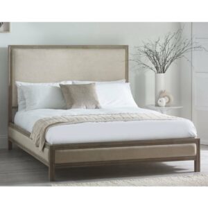 Lenoir Fabric Headboard Double Bed In Ivory