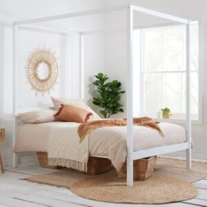 Marcia Wooden Four Poster Double Bed In White