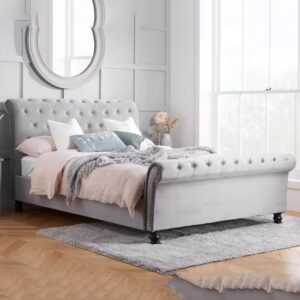 Opulent Fabric King Size Bed In Grey