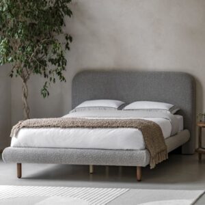 Randers Polyester Fabric Double Bed In Grey