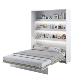 Vashon Vertical Wall Wooden King Size Bed In Matt White