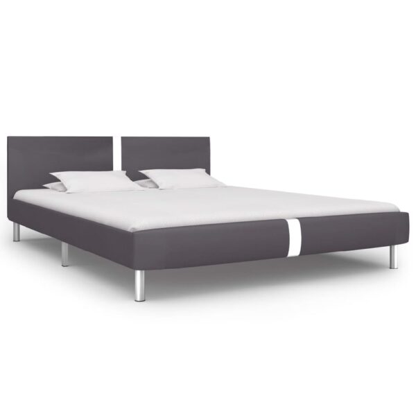 Anaheim Faux Leather King Size Bed In Grey